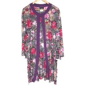 NWT Marallis Floral Lightweight Semi Sheer Half Sleeve Long Cardigan Size XXL